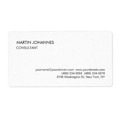 Elegant Simple Plain Black White  Label