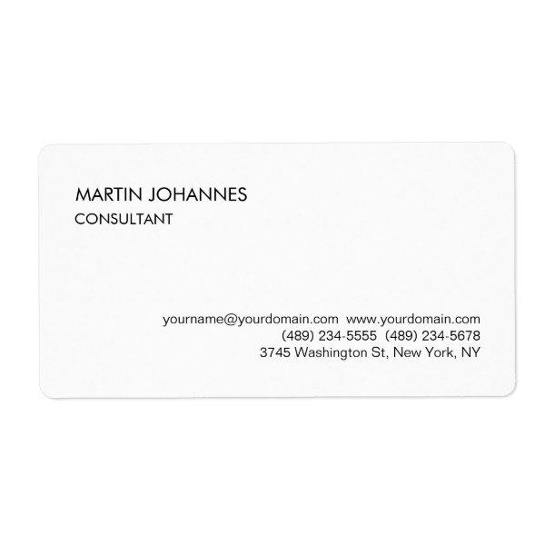 Elegant Simple Plain Black White  Label