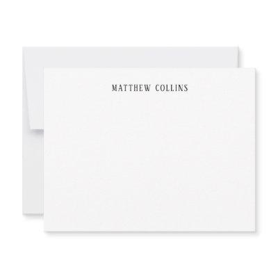 Elegant Simple Sophisticated Classic Black Gray Note Card