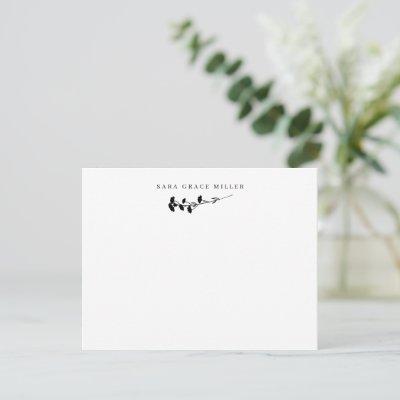 Elegant Single Stem Flower Black and White Flat Note Card