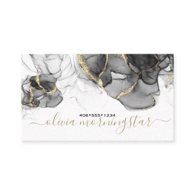 Elegant Smoky Black Gold Accent Alcohol Ink