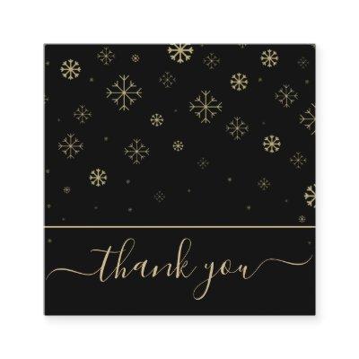 Elegant Snowflakes Thank You Customer Modern Black Square