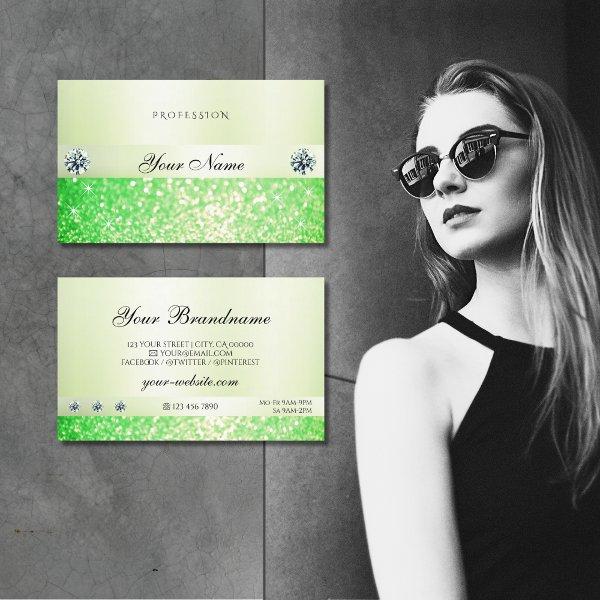 Elegant Sparkling Grass Green Glitter and Diamonds