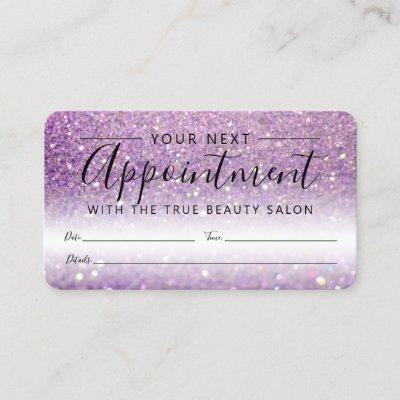 Elegant Sparkly Lilac Purple Glitter Appointment Card
