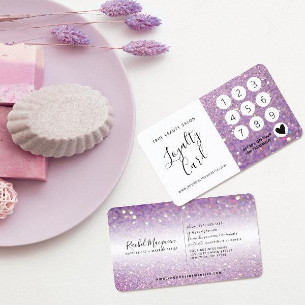 Elegant Sparkly Lilac Purple Glitter Loyalty Card