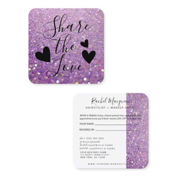 Elegant Sparkly Lilac Purple Glitter Referral Card