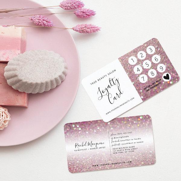 Elegant Sparkly Rose Pink Glitter Loyalty Card