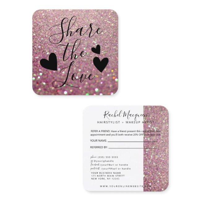 Elegant Sparkly Rose Pink Glitter Referral Card