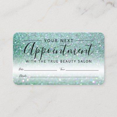 Elegant Sparkly Teal Green Glitter Appointment Card