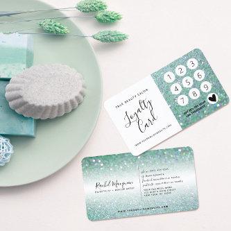 Elegant Sparkly Teal Green Glitter Loyalty Card