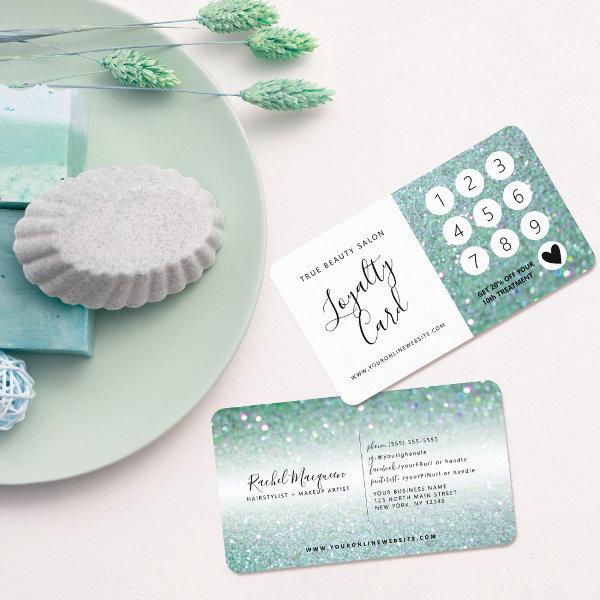 Elegant Sparkly Teal Green Glitter Loyalty Card