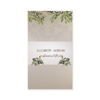 Elegant  Stripe Watercolor Olive Branches