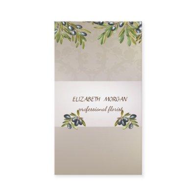 Elegant  Stripe Watercolor Olive Branches