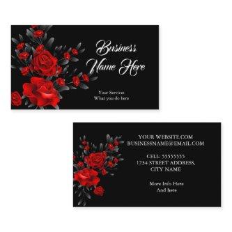 Elegant Stunning Floral Red Rose Black Leaves