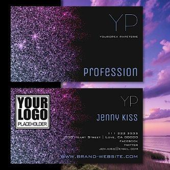 Elegant Style with Logo Black Purple Glitter Stars