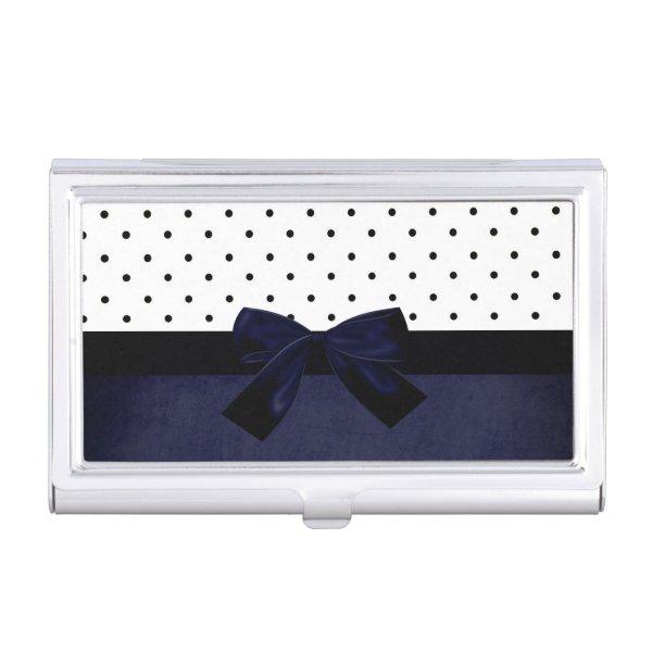 Elegant Stylish Blue,White Polka Dots-Blue Bow Case For