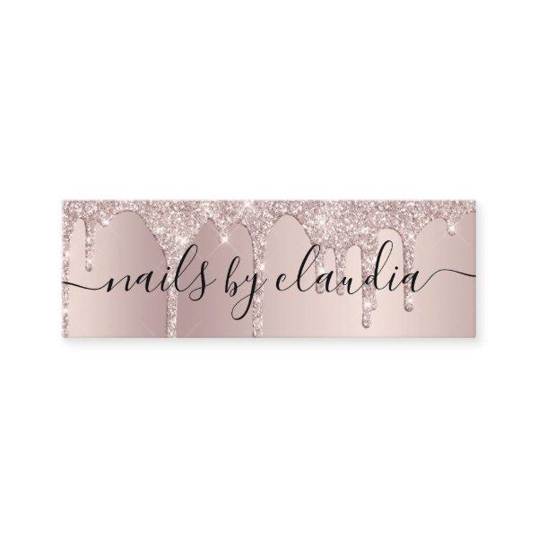 Elegant stylish champagne glitter drips nails mini