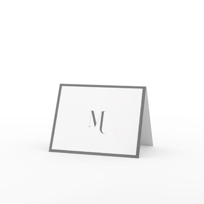 Elegant Stylish Gray Monogram Initial Border Note Card