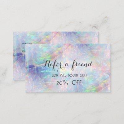 Elegant Stylish Holographic Opal Referral Card