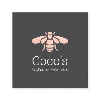 Elegant Stylish Rose Gold Bee Logo Square