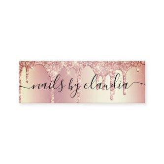 Elegant stylish rose gold glitter drips nails mini