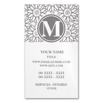 Elegant Sunflower Pattern Monogrammed Magnetic