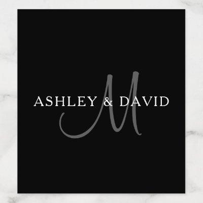 Elegant Surname Monogram | Black, Grey & White Envelope Liner