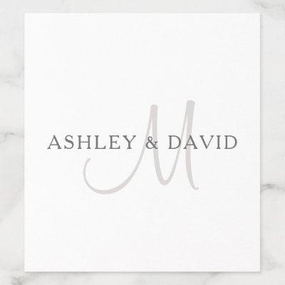 Elegant Surname Monogram | White & Grey Envelope Liner