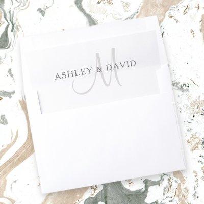 Elegant Surname Monogram | White & Grey v2 Envelope Liner