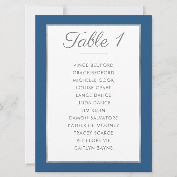 ELEGANT TABLE NUMBER Seating Chart blue gray