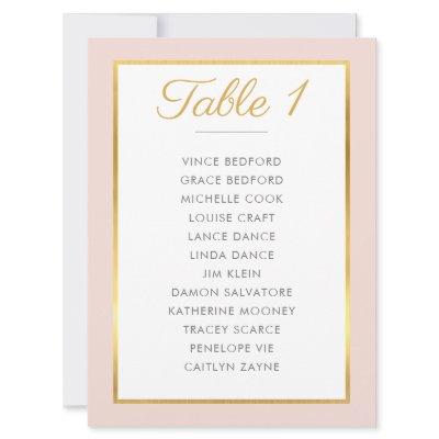 ELEGANT TABLE NUMBER Seating Chart blush pink gold