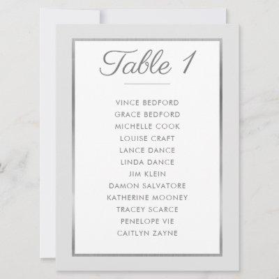 ELEGANT TABLE NUMBER Seating Chart silver gray