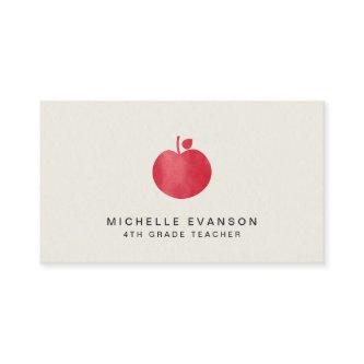 Elegant Teacher Professional Instructor Red Apple