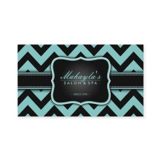 Elegant Teal Blue and Black Chevron Pattern