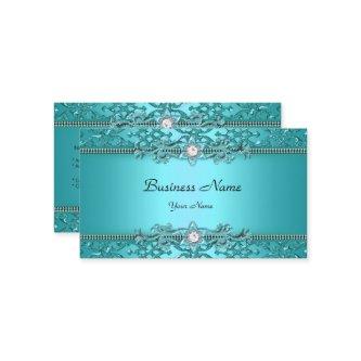 Elegant Teal Blue Damask Embossed Look