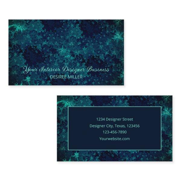 Elegant Teal Dark Navy Blue Unique Watercolor