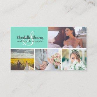 Elegant teal mint wedding photographer collage