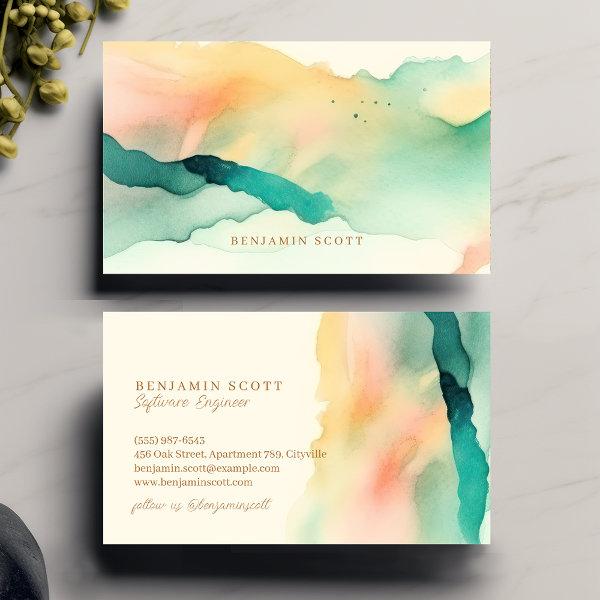 Elegant Teal Sandy Watercolor Coastal Charm Design