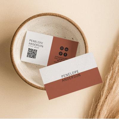 Elegant Terracotta Minimalist QR Code Modern Boho