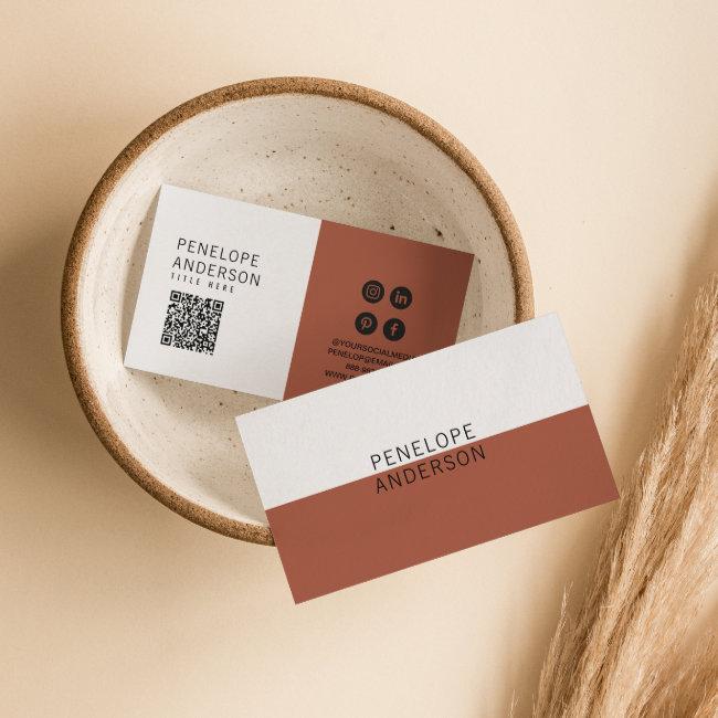 Elegant Terracotta Minimalist QR Code Modern Boho