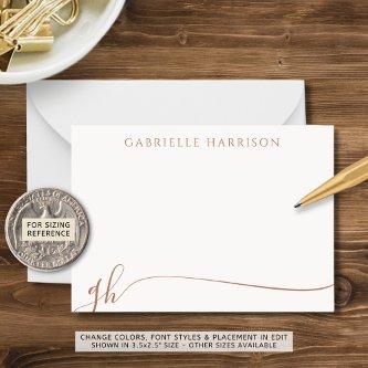 Elegant Terracotta Script Monogram Initials Note Card