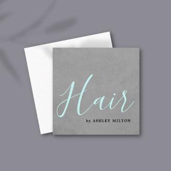 Elegant Texture Grey Turquoise Typography Hair Square