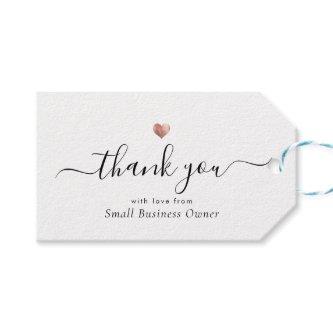 Elegant Thank You Modern Script Rose Gold Business Gift Tags