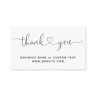 Elegant Thank You Script Heart Chic Purchase Order Enclosure Card