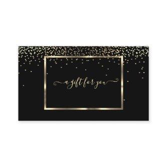 Elegant Trendy Gold Frame, Confetti Black Discount Card