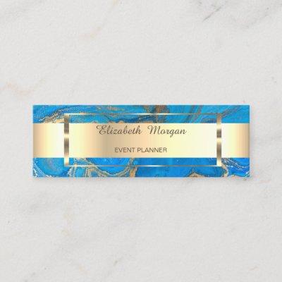 Elegant Trendy Gold Stripe  Frame,Blue Marble Mini