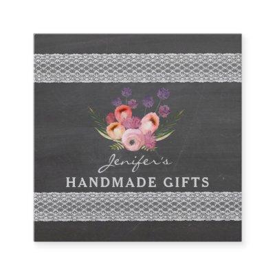 Elegant trendy vintage chalkbooard lace floral square