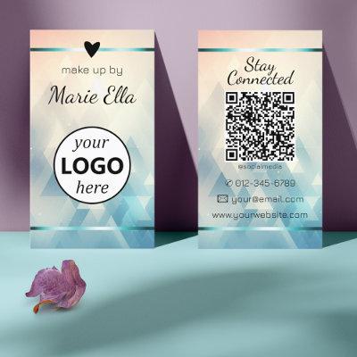 Elegant Triangle Pattern Heart Photo QR Code Logo