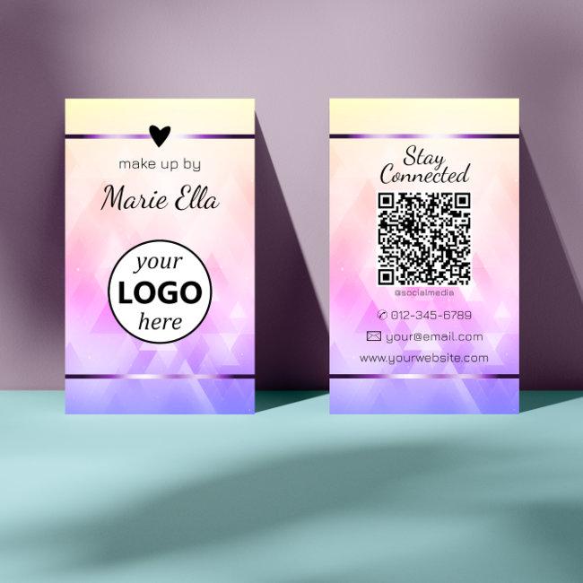 Elegant Triangle Pattern Heart Photo QR Code Logo
