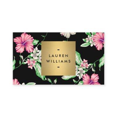Elegant Tropical Floral Pattern on Black